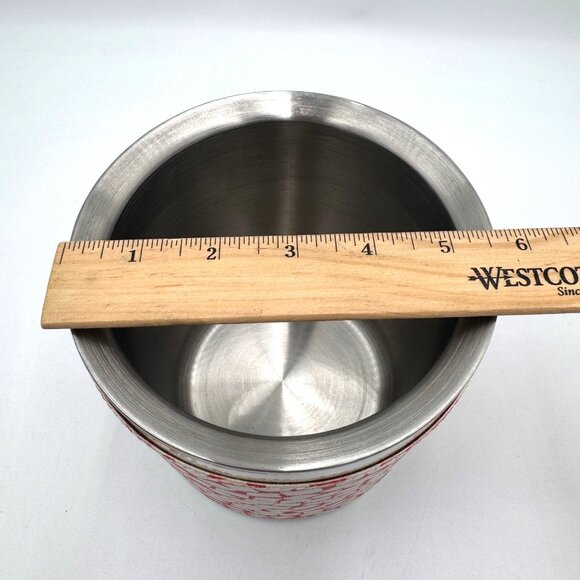 DIANE VON FURSTENBERG DVF Home Ice Bucket With Lid Square Dot Coral/White - Picture 7 of 7